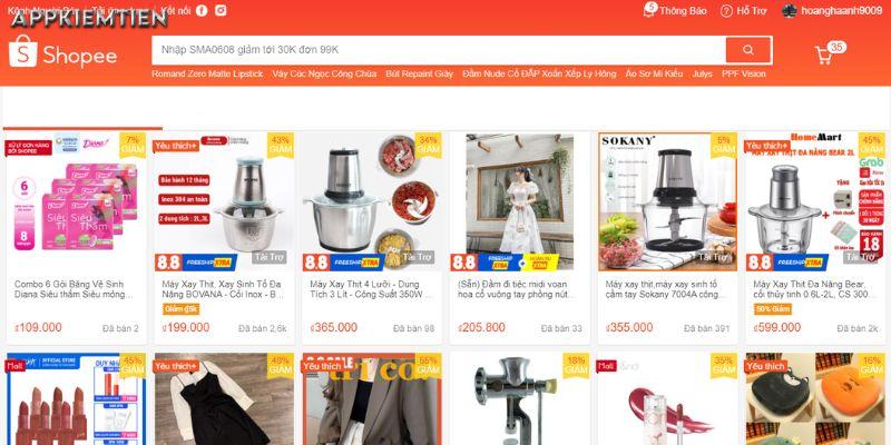 kiếm tiền nhanh với nền tảng tmđt shopee